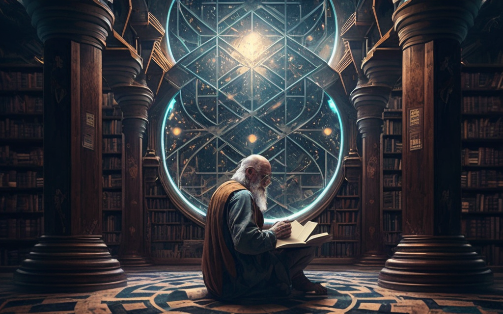 library-labyrinth-man
